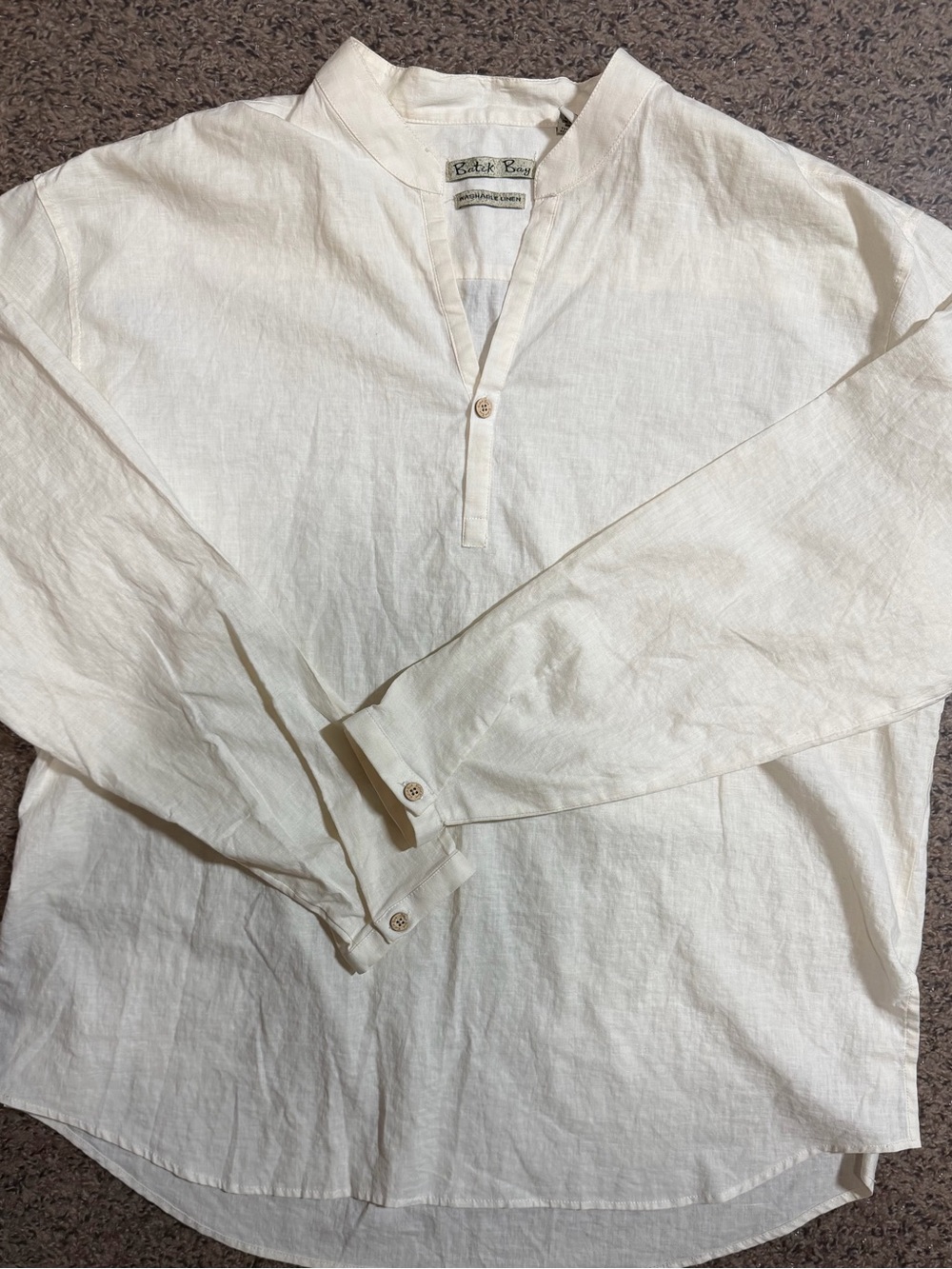 Batck Bay Men's White Linen Rayon Shirt XXL